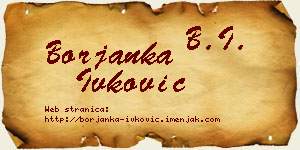 Borjanka Ivković vizit kartica